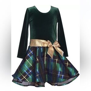 Toddler Girls Velvet Plaid Hipster Dress